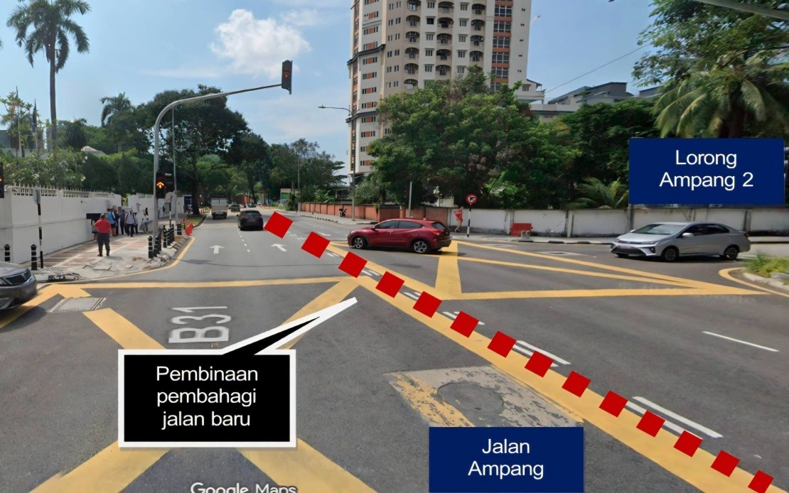 Two Jalan Ampang Traffic Intersections Close Permanently for Upgrade