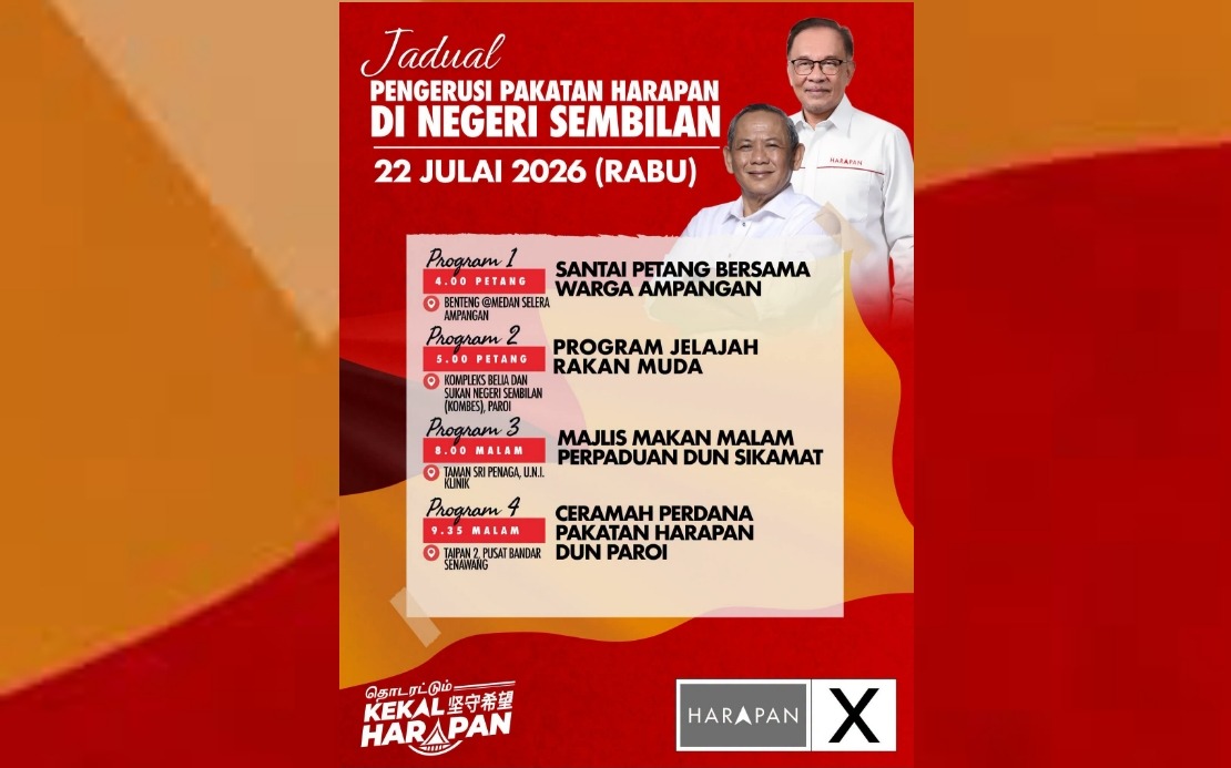 Anwar Launches Four-Stop Campaign Blitz in Negeri Sembilan Tomorrow