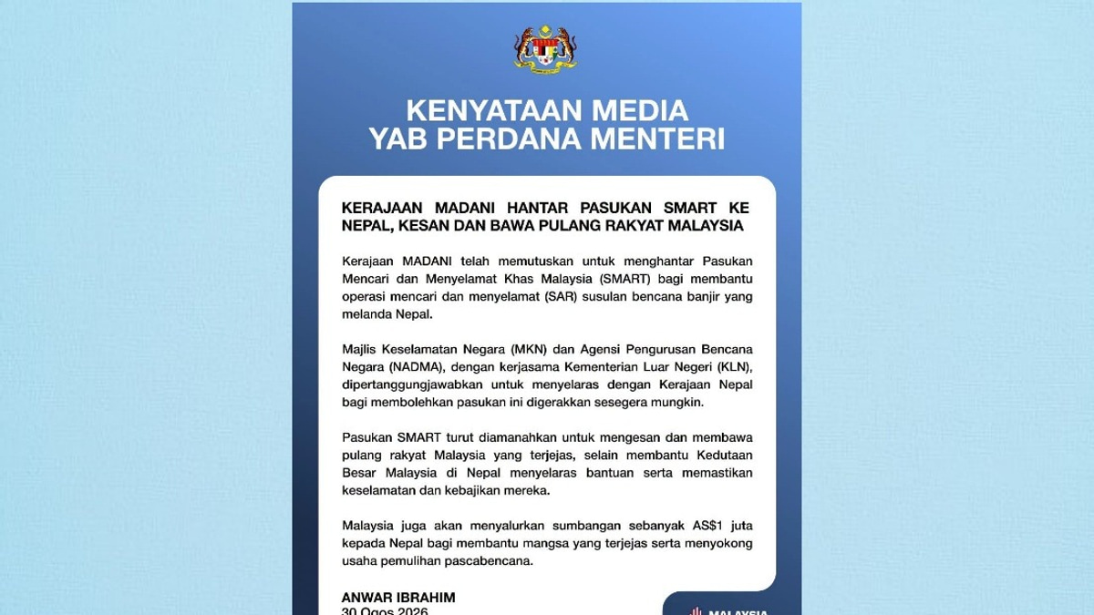 Malaysia Dispatches SMART Team to Nepal, Pledges US$1 Million in Flood Relief