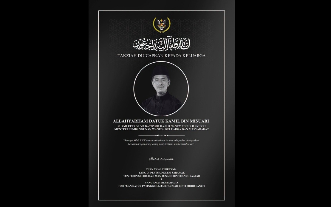 Yang Dipertua Negeri Sarawak Offers Condolences to Nancy Shukri Over Husband's Passing