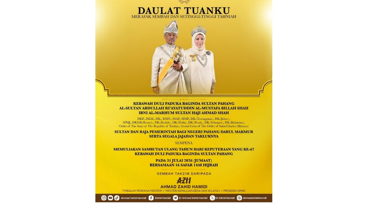 Ahmad Zahid, Fahmi Offer Birthday Wishes to Sultan Abdullah of Pahang