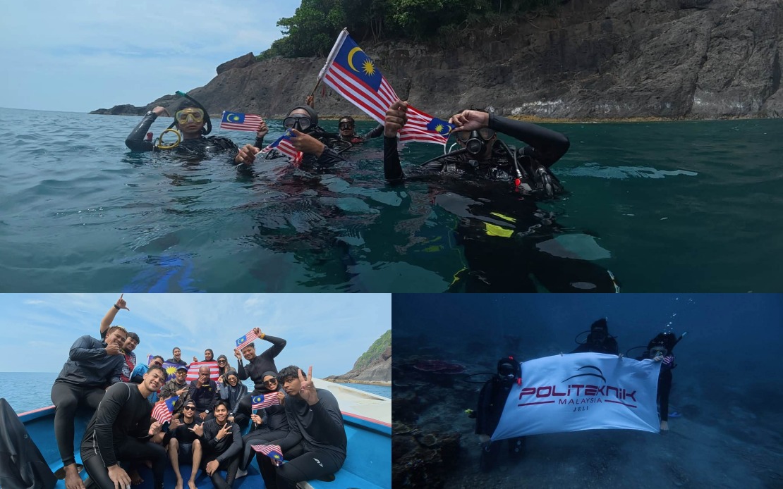 Politeknik Jeli Makes Waves with Underwater National Day Flag Display