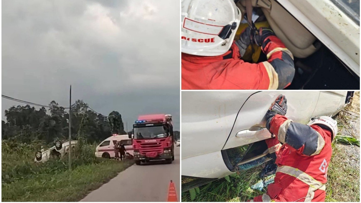 Two Dead After Vehicle Crashes Into Roadside Drain in Sibu