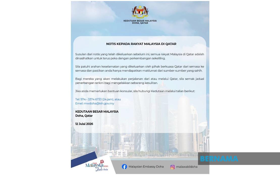 Malaysian Embassy in Doha Issues Security Alert as US-Iran Tensions Escalate in Gulf Region