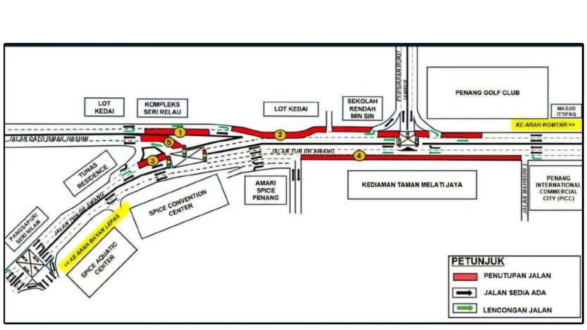 Penang Roads To Close For Mutiara LRT Development Works
