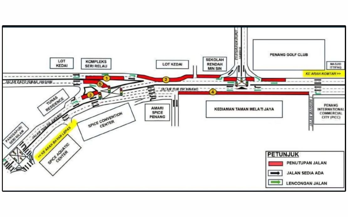 Penang Roads To Close For Mutiara LRT Development Works