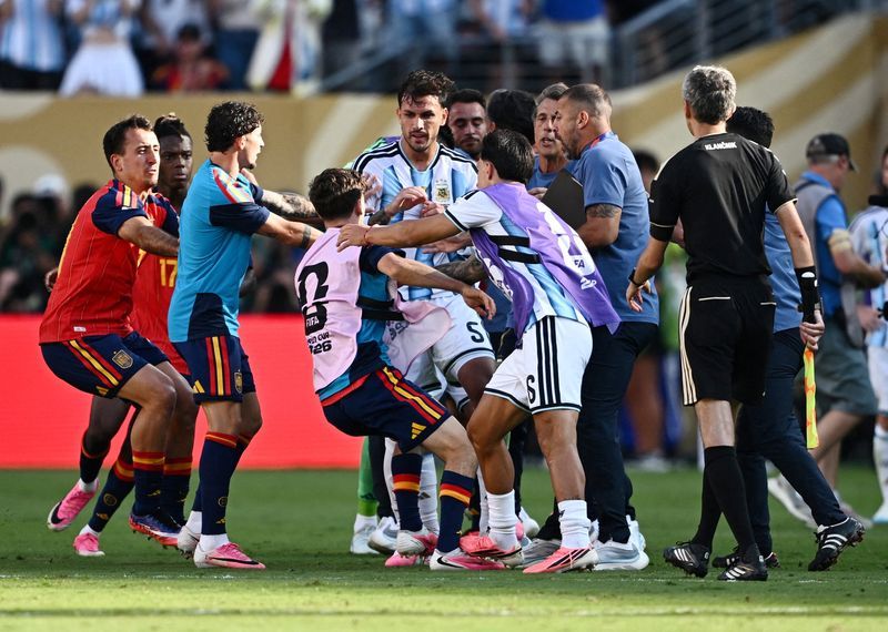 FIFA to probe World Cup final brawl following Spain's victory over Argentina