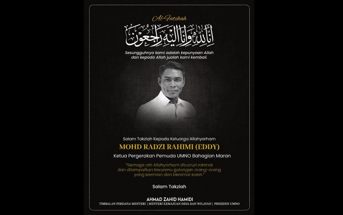 UMNO President Ahmad Zahid Mourns Loss of Maran Youth Chief Mohd Radzi in Fatal Accident