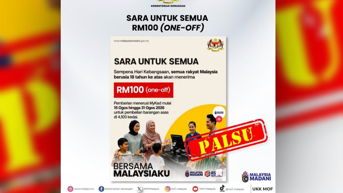 Ministry of Finance Debunks RM100 National Day Payment Rumour