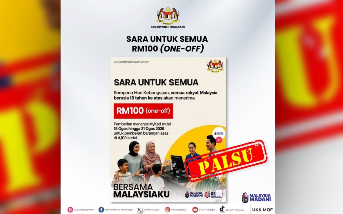 Ministry of Finance Debunks RM100 National Day Payment Rumour