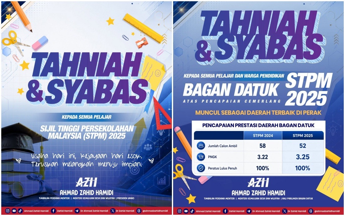 Bagan Datuk Tops Perak in STPM 2025 as DPM Ahmad Zahid Hails Student Excellence